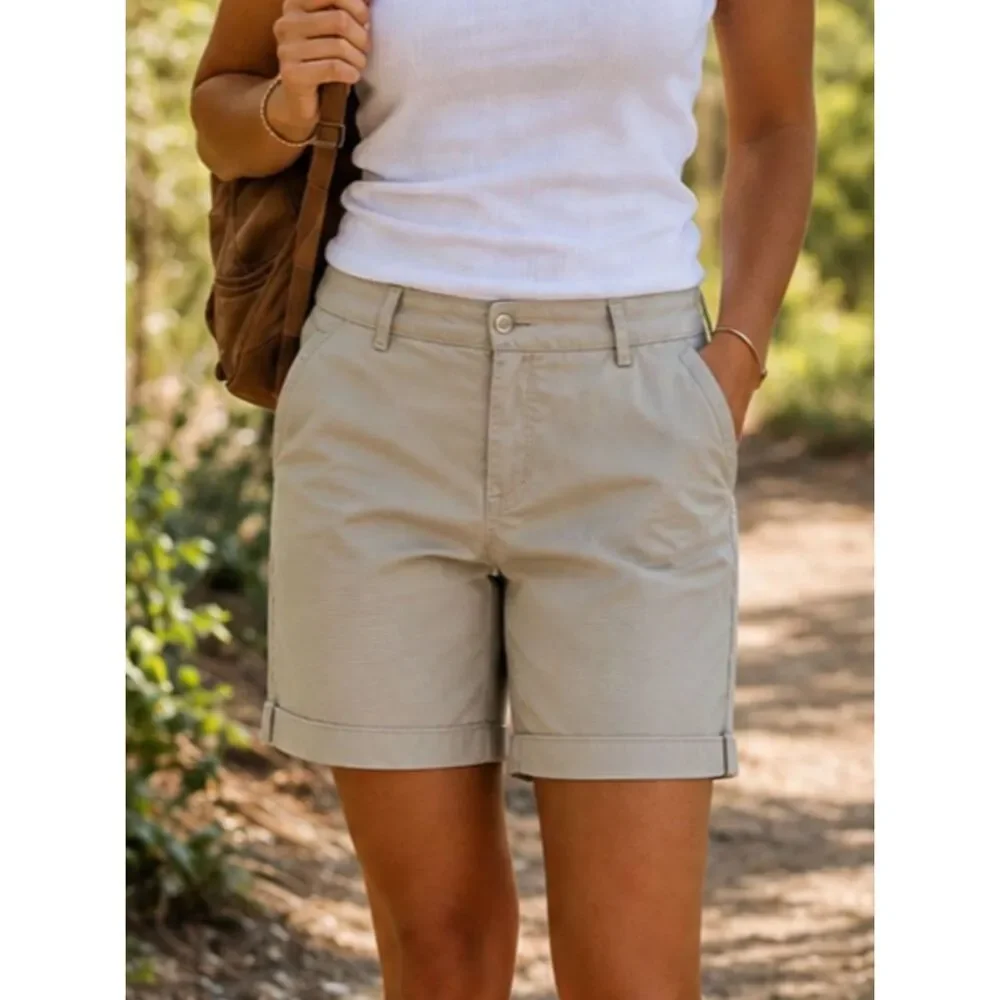 J.Crew Chino Shorts Womens 2 Khaki Flat Front Mid Rise Summer Casual